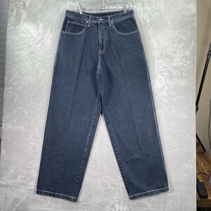 Delf Denim Jeans Mens 34x34 Loose Baggy Fit Wide Leg Dark Blue Streetwear Sports